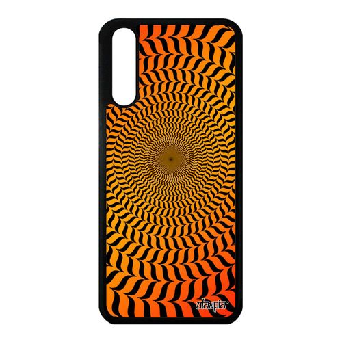 Coque Antichoc Huawei P20 Silicone Illusion D'optique Graphique Moderne Spirale Etui Caoutchouc Smartphone Orange Effet Cercle Cover