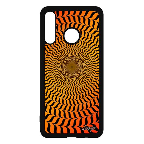 Coque Huawei P30 Lite En Silicone Illusion D'optique Cercle Orange Graphique Magie Moderne 4g Antichoc Original De Protection Rond