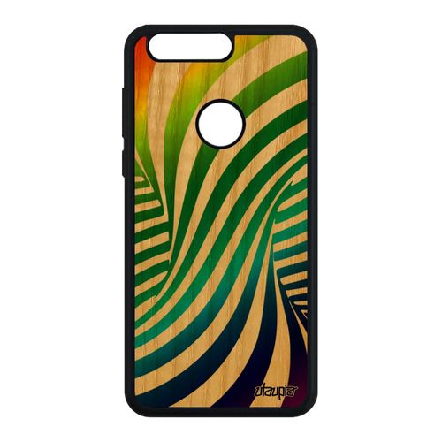 Coque En Bois Honor 8 Silicone Illusion D'optique 3d Telephone Vert Multicolore Magique Unique Graphique De Protection Antichoc 4g