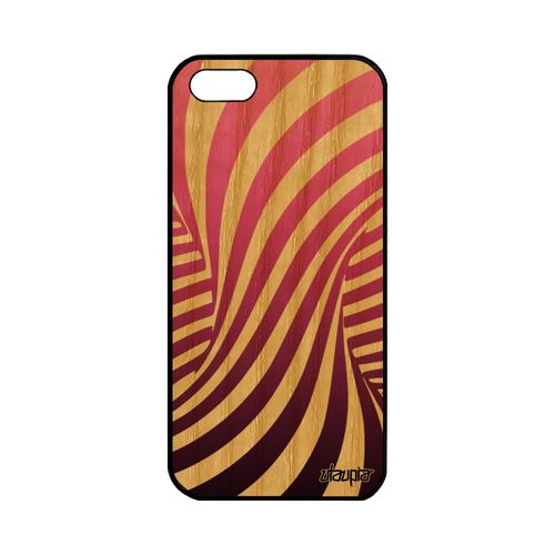 Coque Illusion D'optique Apple Iphone 5 5s Se En Bois Silicone Rigide Art Visuel Rose De Protection Magique Tourbillon Effet Dégradé