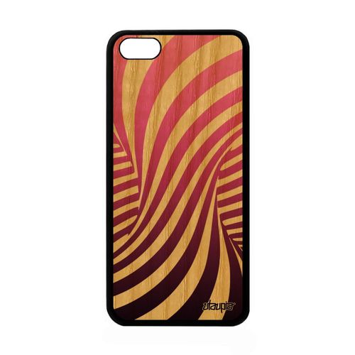 Coque Bois Veritable Iphone 5c Silicone Illusion D'optique Personnalisé Motif Effet 3d Graphique De Protection Antichoc Rose Apple