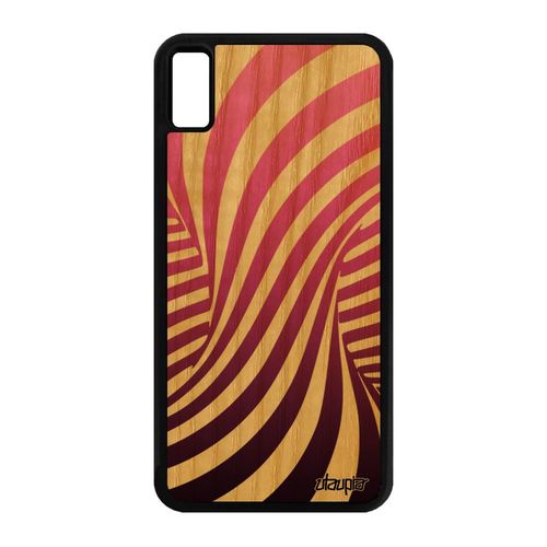 Coque Iphone Xs Max En Bois Silicone Illusion D'optique Personnalisé Tpu Pas Cher Etui Rose Graphique Tourbillon 3d Art Visuel