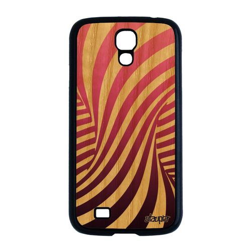 Coque Galaxy S4 Bois Silicone Illusion D'optique Rose 3d Gt-I9515 Etui Tourbillon Art Visuel Dégradé Magique Graphique Effet Samsung