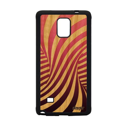 Coque Samsung Galaxy Note 4 Bois Silicone Illusion D'optique Tourbillon Graphique Rose Art Visuel Dégradé Bumper Effet Magique Etui