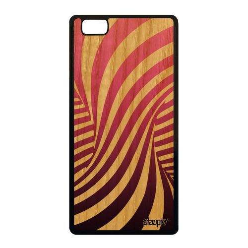 Coque De Protection Pour Huawei P8 Lite 2015 Bois Silicone Illusion D'optique Art Visuel Magique Portable Effet Tourbillon Rose 3d