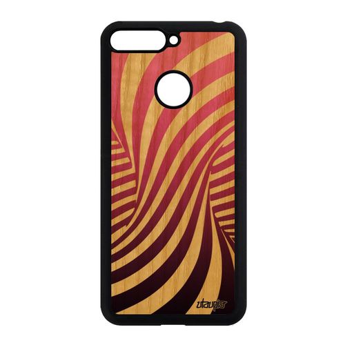 Coque Pour Honor 7a En Bois Silicone Illusion D'optique Effet Dégradé Rose Portable Cover Personnalisé De Protection Tpu Magique 3d