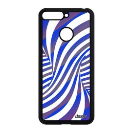 Coque Pour Honor 7a Silicone Illusion D'optique Etui Graphique Bicolore Portable Effet 3d Bleu Smartphone Bumper Mirage Tourbillon