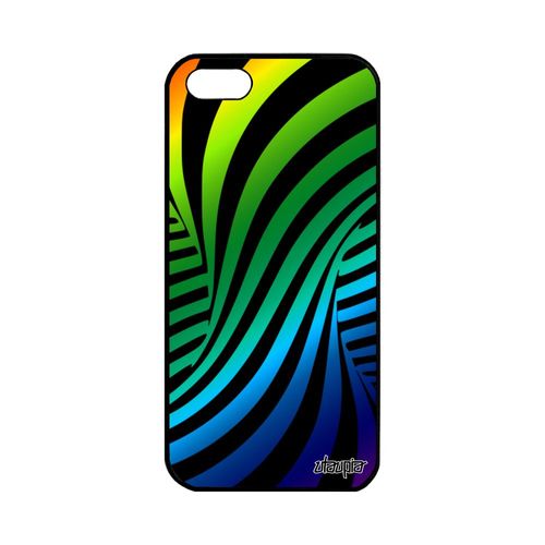 Coque Apple Iphone 5 5s Se Silicone Illusion D'optique Effet Gay Pride Etui 3d Tourbillon Mirage 4g Noir Vert Telephone Metal Dessin
