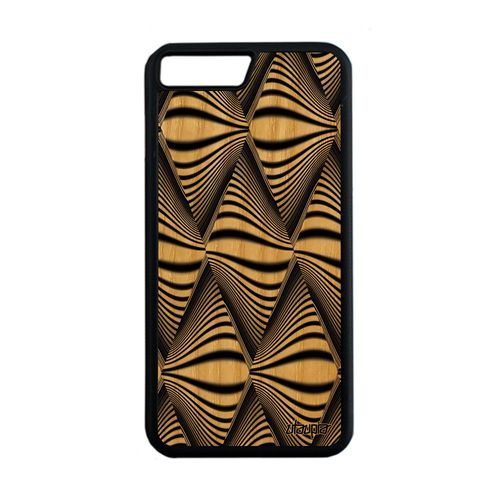 Coque Bois Veritable Illusion D'optique Iphone 8 Plus Silicone Noir Et Blanc Triangle Portable Frêne Bicolore Mirage Iphone 8+