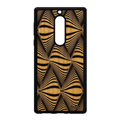 Coque Illusion D'optique Nokia 5 Bois Silicone Bicolore Noir Triangle Personnalisé Effet Ta-1053 Art Visuel Noir Et Blanc Losange De