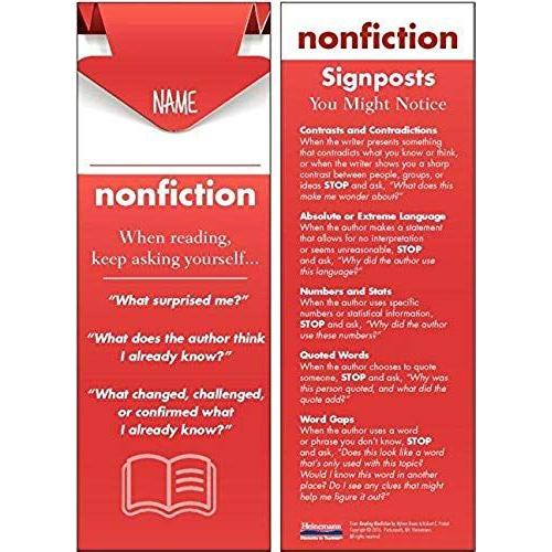 Reading Nonfiction Student Bookmarks: 30-Pack