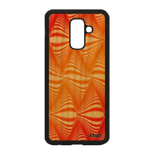 Coque Galaxy A6 Plus 2018 Bois Silicone Illusion D'optique Original Housse Souple Magie Moderne De Protection Vague Orange Samsung