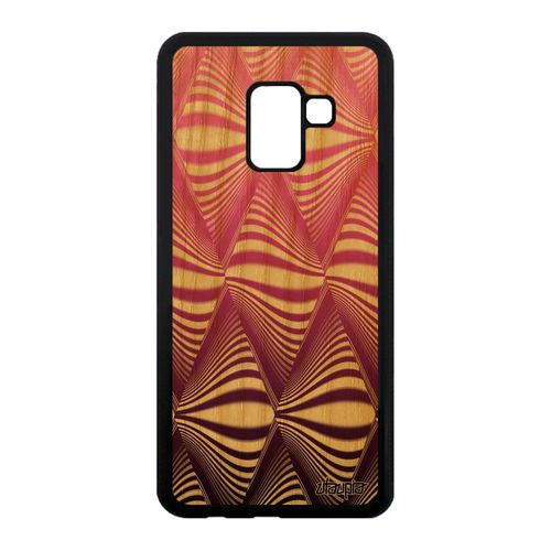 Coque Pour Samsung Galaxy A8 2018 Bois Silicone Illusion D'optique Triangle Effet Case Losange Art Visuel Vague Dessin Dégradé Rose