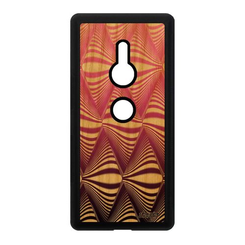 Coque Illusion D'optique Pour Sony Xperia Xz2 En Bois Et Silicone Dégradé Design Magique Cover Rose Effet Art Visuel Triangle Etui
