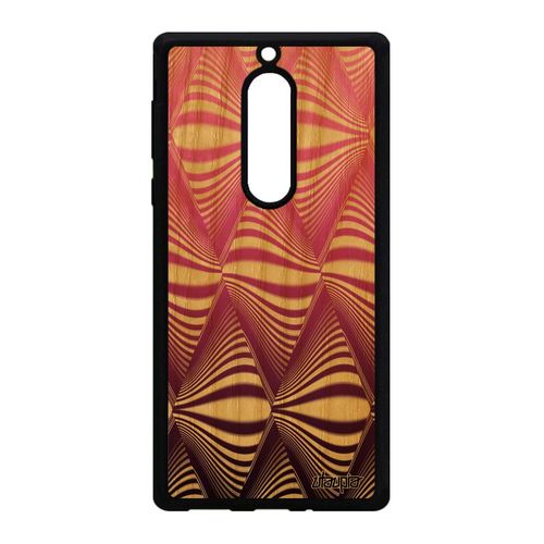 Coque Nokia 5 Bois Silicone Illusion D'optique Gel Telephone Original Rose Losange Vague Etui Magique Design Triangle 4g Case Effet