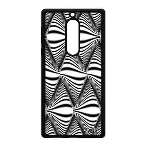 Coque Pour Nokia 5 Silicone Illusion D'optique Effet Housse Telephone Noir 4g Losange Triangle Noir Et Blanc Magie De Made In France