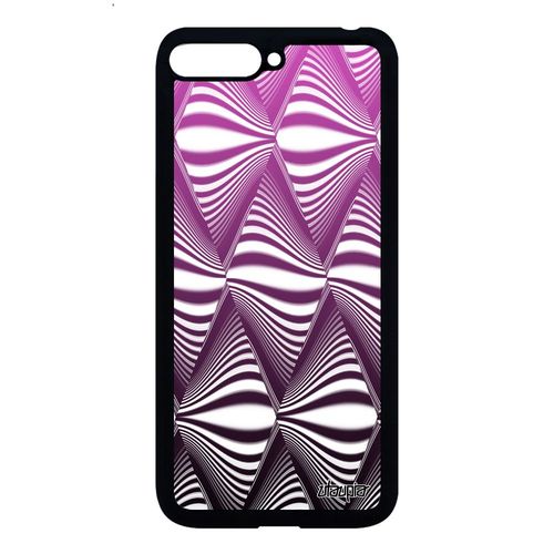 Coque Huawei Y6 2018 Silicone Illusion D'optique Bumper Magique Portable Design Losange Case Rose Dégradé Rigide Triangle Vague De