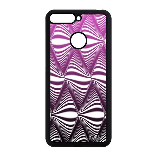 Coque Pour Honor 7a Silicone Illusion D'optique Vague Losange Rose Triangle Personnalisé Graphique Design Dégradé Magique Original