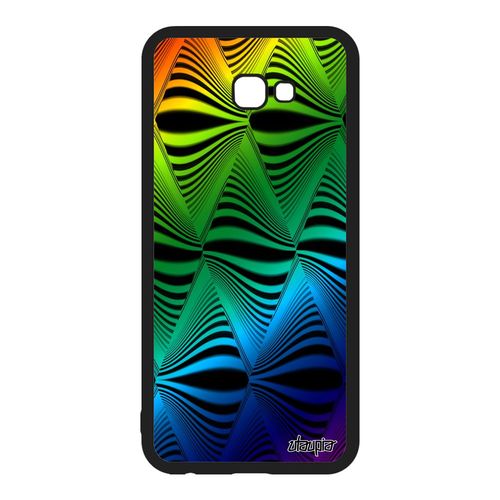 Coque Pour Samsung Galaxy J4 Plus 2018 En Silicone Illusion D'optique Vert Cover De Protection Multicolore Gay Pride Losange Vague