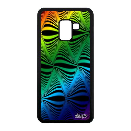 Coque Pour Samsung Galaxy A8 2018 Silicone Illusion D'optique Art Visuel Multicolore Losange Arc En Ciel Telephone 4g Triangle Vert