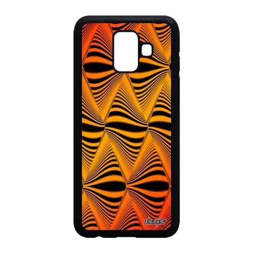 Coque Antichoc Samsung Galaxy A6 2018 Silicone Illusion D'optique Effet Telephone Case Orange Moderne 4g Vague Design Graphique De