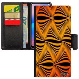 Coque Illusion D'optique Antichoc Honor 8a Cuir Rabat Vague Portable Moderne Magie Triangle Orange Design Graphique 4g Cover Losange