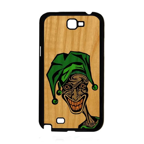 Coque Joker Samsung Galaxy Note 2 En Bois Naturel Silicone Motif Vert Horreur Humour Design Gt-N7105 Personnalisé Super Heros Clown