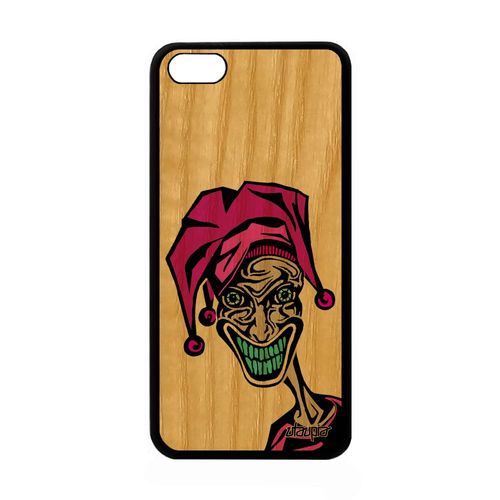 Coque Apple Iphone 5c Vrai Bois Naturel Silicone Joker Humour Case Drole Rigide Clown Motif Bd Cartoon Pas Cher Rose Horreur Housse