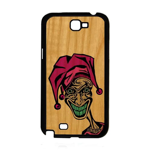 Coque Joker Pour Samsung Galaxy Note 2 En Bois Naturel Silicone Rose Comics Drole Clown Dessin Motif Design Cartoon Antichoc Horreur