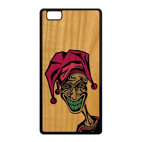 Coque Joker Huawei P8 Lite 2015 Bois Veritable Silicone Etui Smartphone Bd Rose Gel Design Horreur Cartoon Clown Comics Humour Drole