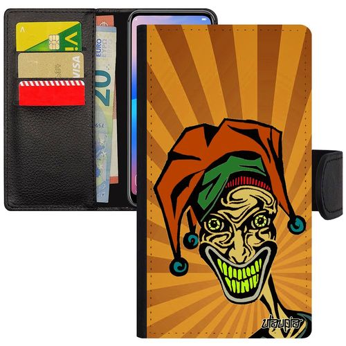 Coque Samsung Galaxy A5 2017 Rabat Joker Super Heros Smartphone Comics Clown Visage Orange Motif Portable Bande Dessinée Humour Etui