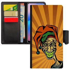 Coque Honor 8a En Simili Cuir À Rabat Portefeuille Joker Clown Design Original Super Heros Orange Housse Motif Humour Rigide Horreur