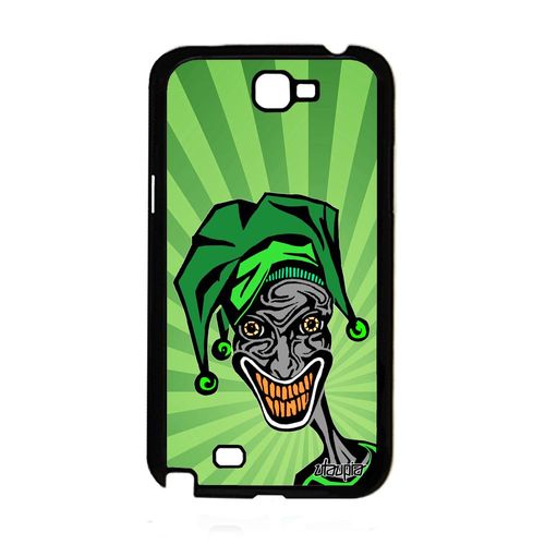 Coque Joker Samsung Galaxy Note 2 Silicone Rigide Etui Case Telephone Drole Horreur Smile Comics Motif Bd Dessin Souple Clown Vert
