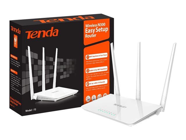 Routeur WiFi 300 Mbps - Tenda F3, 3 * 5dBi Antennes, contrôl parental, Fonction de synchronisation WiFi, WPA, Mode WISP