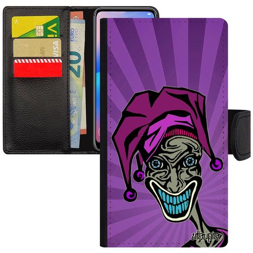 Coque Galaxy J3 2015 À Rabat Joker Mobile Design Portable Humour Visage Violet Clown Telephone Antichoc Comics Magnetique En Samsung