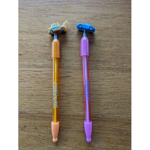 2 Stylos Avec Embout Cars Disney Pixar