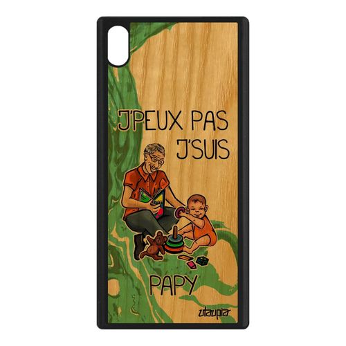 Coque Pour Sony Xperia Xa1 Ultra Bois Silicone J'peux Pas J'suis Papy Vert Texte Papi Humour Drole Famille Case Frêne Jpeux Souple