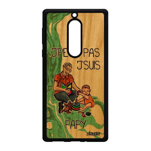 Coque Nokia 5 En Bois Veritable Silicone J'peux Pas J'suis Papy Bebe Case Drole Grand Pere Dessin Portable Vert Comique Humour Jpeux