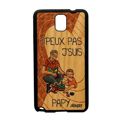 Coque En Bois Samsung Galaxy Note 3 Silicone Humour J'peux Pas J'suis Papy Texte Papi Drole Enfant Antichoc Marron Je Bd Telephone