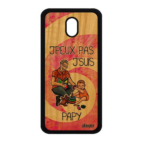Coque J'peux Pas J'suis Papy Samsung Galaxy J3 2017 Bois Silicone Jpeux Drole Papi Smartphone Humour Humoristique Je Grand Pere Rose