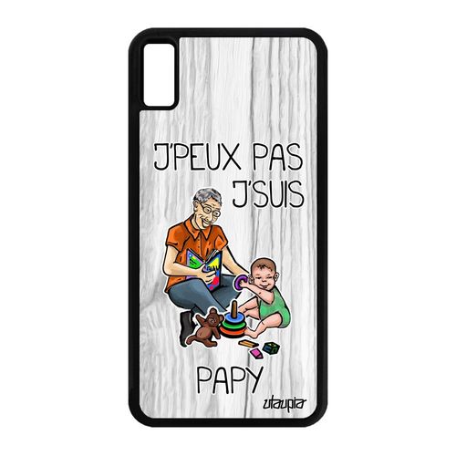 Coque Iphone Xs Max Silicone J'peux Pas J'suis Papy Naissance Garcon Grand Pere Personnalisé 64 Go Bande Dessinée Famille Noir