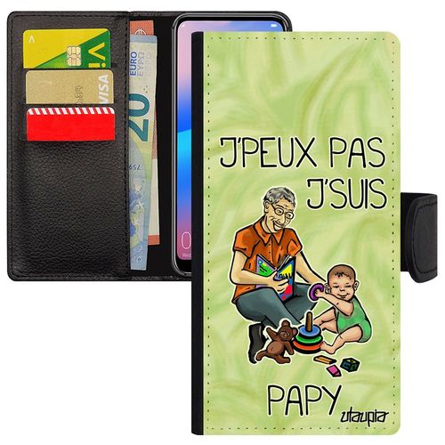 Coque J'peux Pas J'suis Papy Rigide Huawei Y6 2018 Simili Cuir Portefeuille Comique Jpeux Etui Vert Drole Antichoc Texte Papi Bd Je