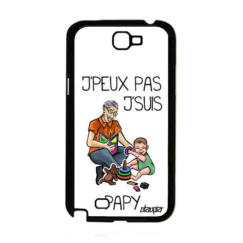 Coque Silicone Samsung Galaxy Note 2 Humour J'peux Pas J'suis Papy Blanc Texte Je Jpeux Souple Drole Portable Etui Humoristique Papi