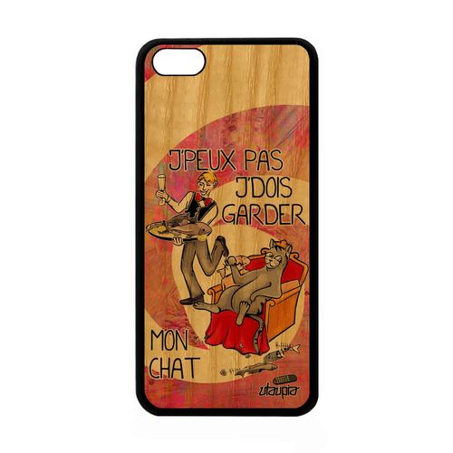 Coque Silicone Iphone 5c En Bois J'peux Pas J'dois Garder Mon Chat Drole Smartphone Cover Texte Jpeux Antichoc Rose Cartoon Je Apple