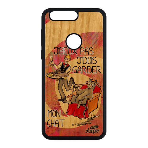 Coque Bois Veritable J'peux Pas J'dois Garder Mon Chat Honor 8 Silicone Jpeux Pas Cher Housse Drole Bande Dessinée Tpu Rose Mignon