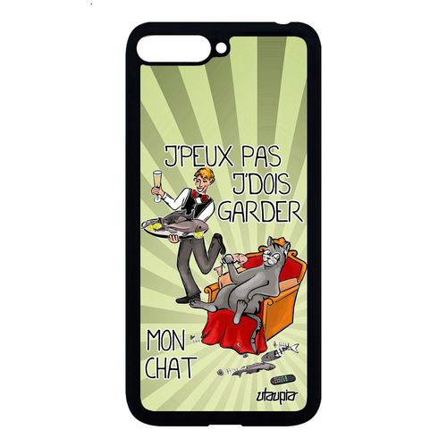 Coque Pour Huawei Y6 2018 Silicone J'peux Pas J'dois Garder Mon Chat Bd Vert Je Drole Humour Animal Housse Humoristique Jpeux Tpu De
