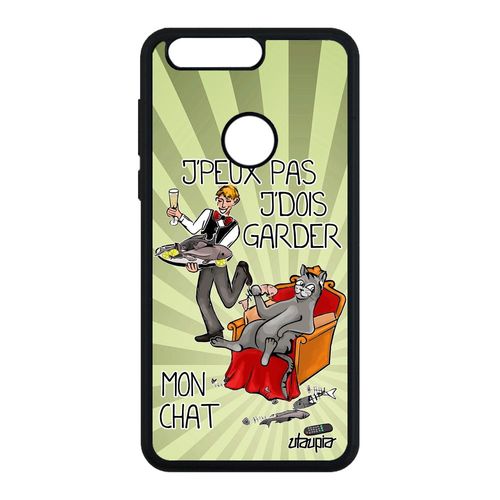 Coque De Protection Pour Honor 8 Silicone J'peux Pas J'dois Garder Mon Chat Texte Cartoon Chaton Vert Case Je Bd Animal Drole Jpeux