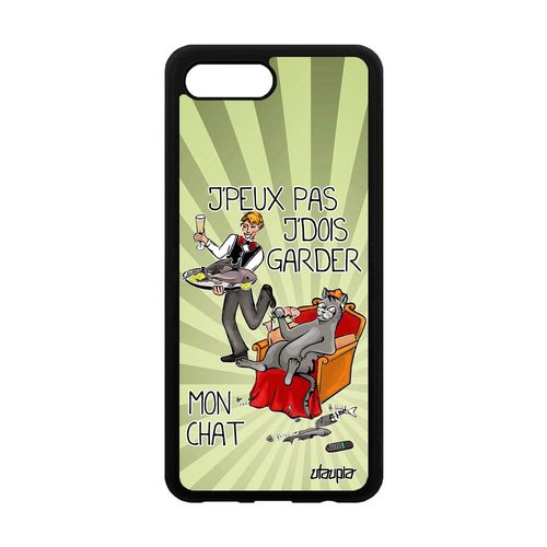 Coque J'peux Pas J'dois Garder Mon Chat Pour Honor 10 En Silicone Vert Bd Jpeux Mobile Texte Drole Animal Cartoon Chaton Je Original