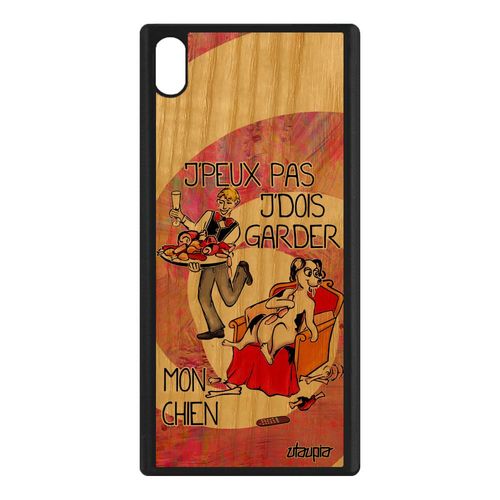 Coque Bois Veritable Sony Xperia Xa1 Ultra Silicone J'peux Pas J'dois Garder Mon Chien Je Souple G3223 Telephone Rose Rigide Animaux