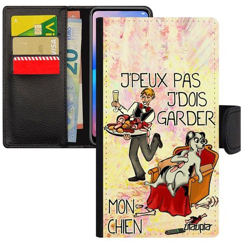 Coque Xiaomi Redmi Note 6 Pro Cuir À Rabat Porte Cartes Humour J'peux Pas J'dois Garder Mon Chien Case Dessin Original Je Cartoon 4g